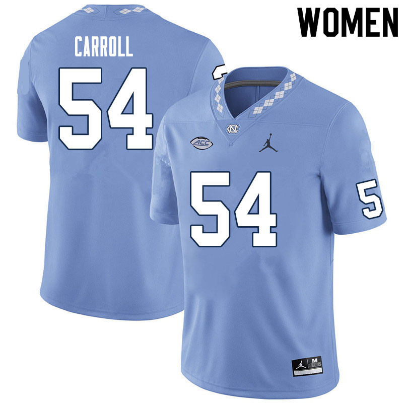 Women #54 Chance Carroll North Carolina Tar Heels College Football Jerseys Sale-Carolina Blue